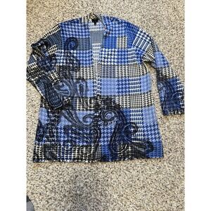 NWOT Talbots Beautiful Light MulticolorOpen Front Pure Merino Wool Cardigan 2X